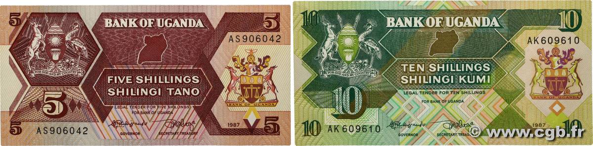 5 et 10 Shillings Lot UGANDA  1987 P.27 et P.28 fST+