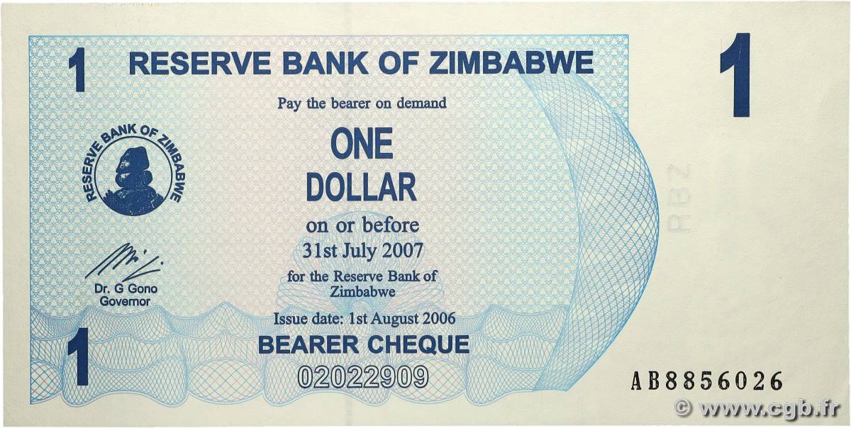 1 Dollar ZIMBABWE  2006 P.37 pr.NEUF