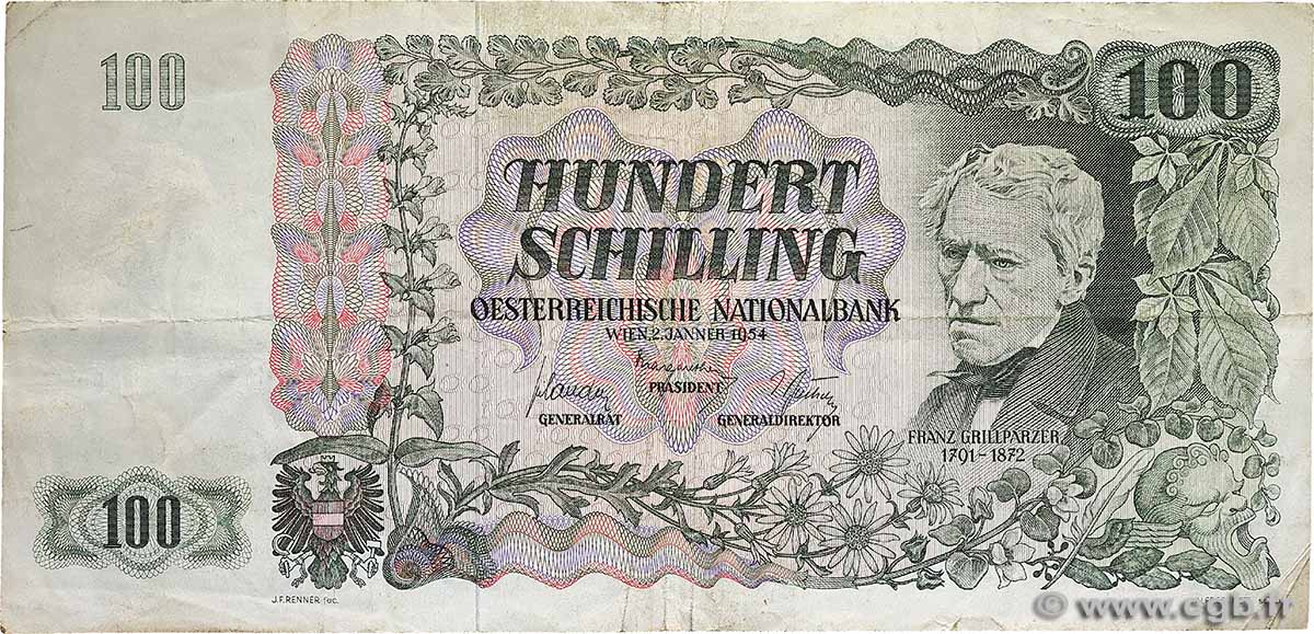 100 Schilling AUTRICHE  1954 P.133a TB+
