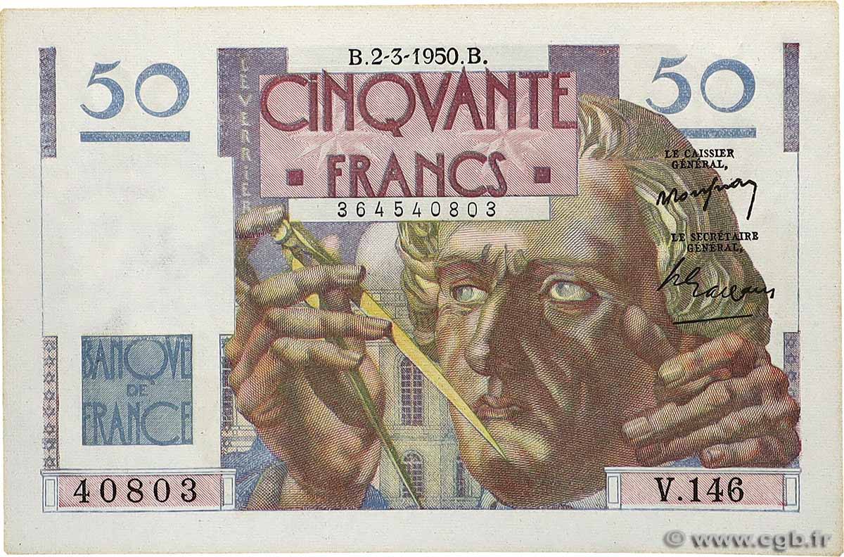 50 Francs LE VERRIER FRANKREICH  1950 F.20.14 fST+