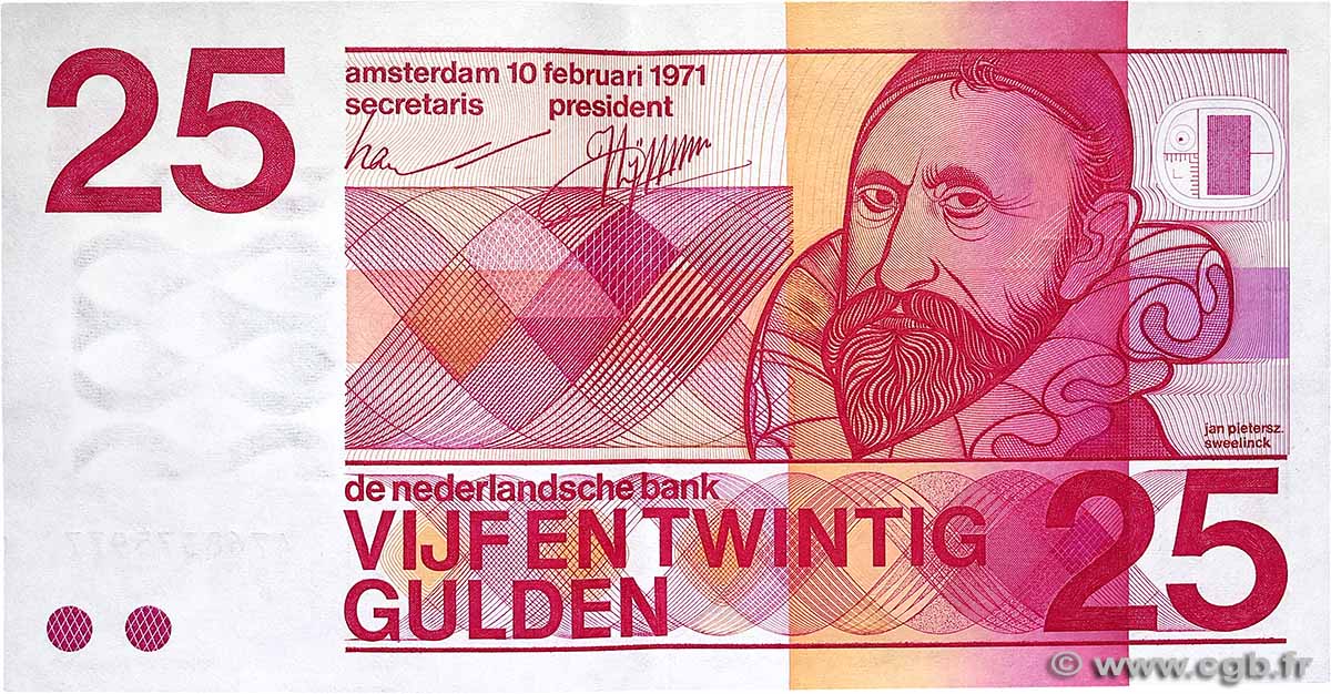25 Gulden PAYS-BAS  1971 P.092a SUP+