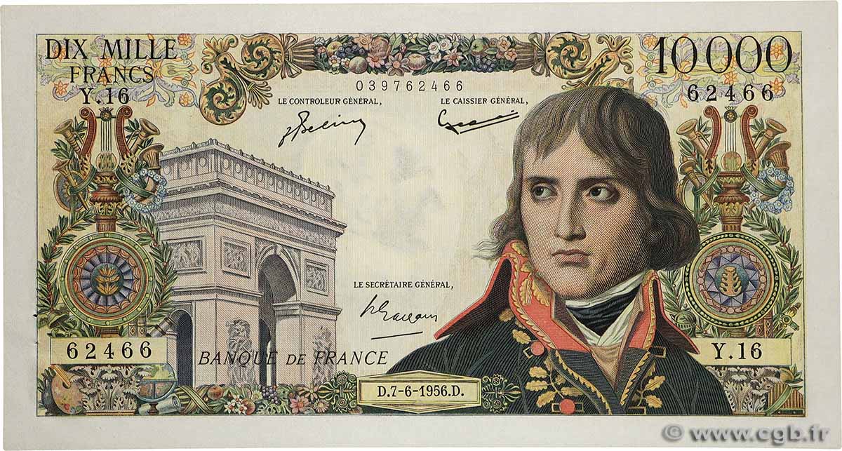 10000 Francs BONAPARTE FRANCE  1956 F.51.03 AU