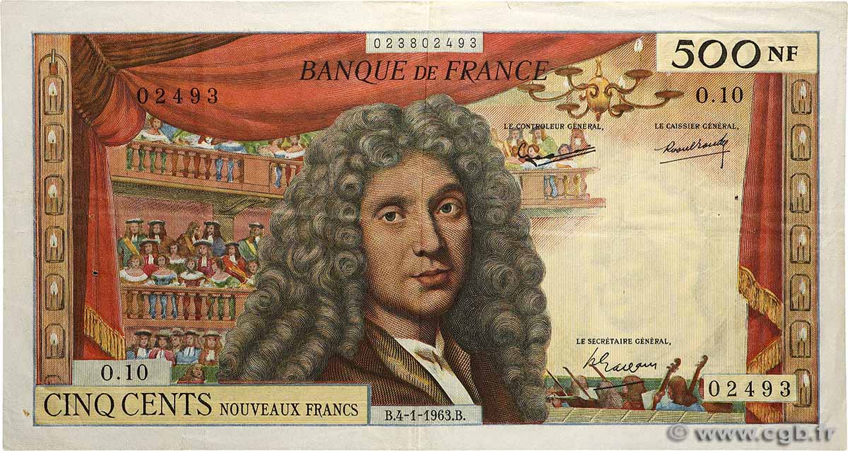 500 Nouveaux Francs MOLIÈRE FRANCE  1963 F.60.04 VF