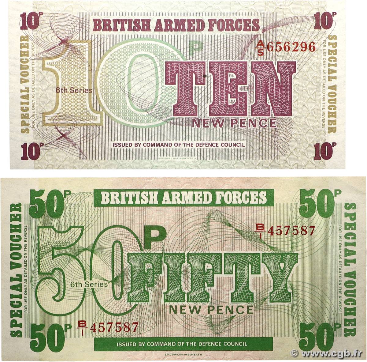 10 et 50 New Pence Lot ANGLETERRE  1972 P.M48 et P.M49 pr.NEUF