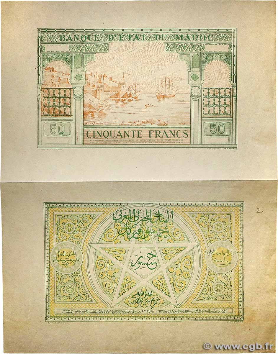 50 Francs Épreuve MOROCCO  1943 P.40 AU