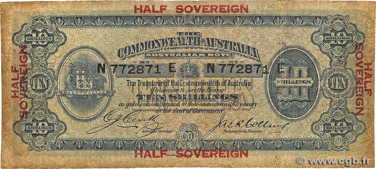 10 Shillings - 1/2 Souvereign AUSTRALIEN  1913 P.03b fS