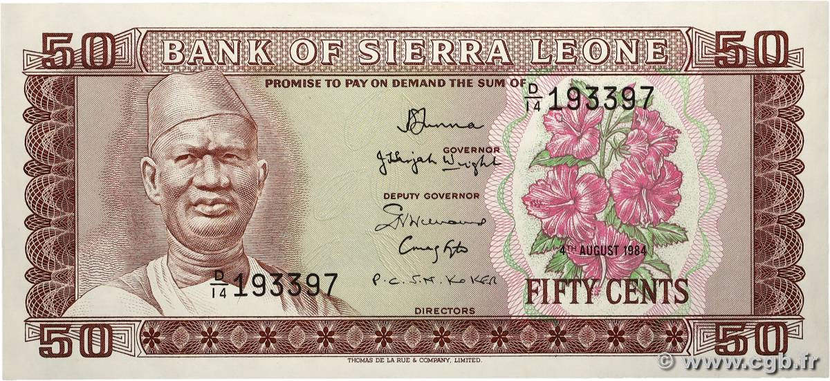 50 Cents SIERRA LEONE  1984 P.04e pr.NEUF