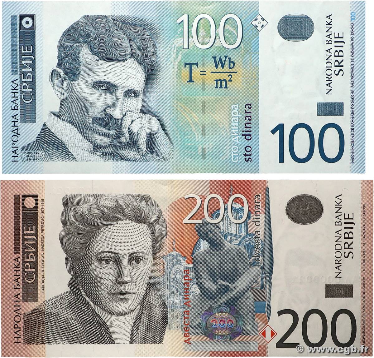 100 et 200 Dinara Lot SERBIEN  2004 P.41b et P.58a fST