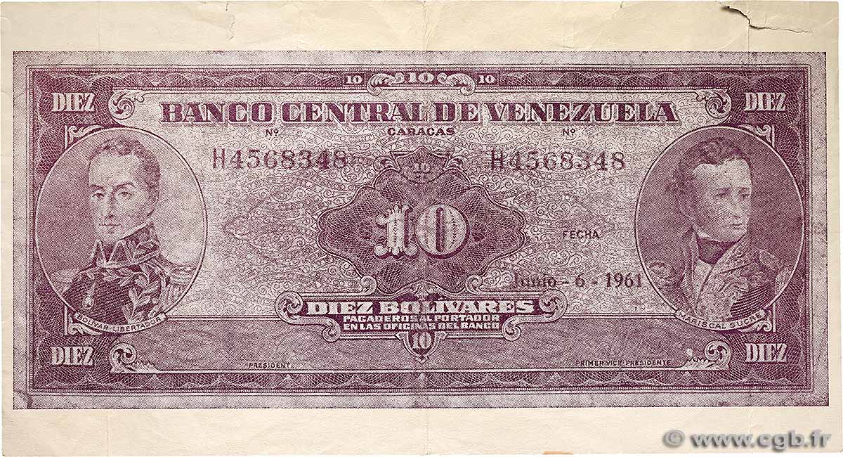 10 Bolivares Faux VENEZUELA  1961 P.042a VF