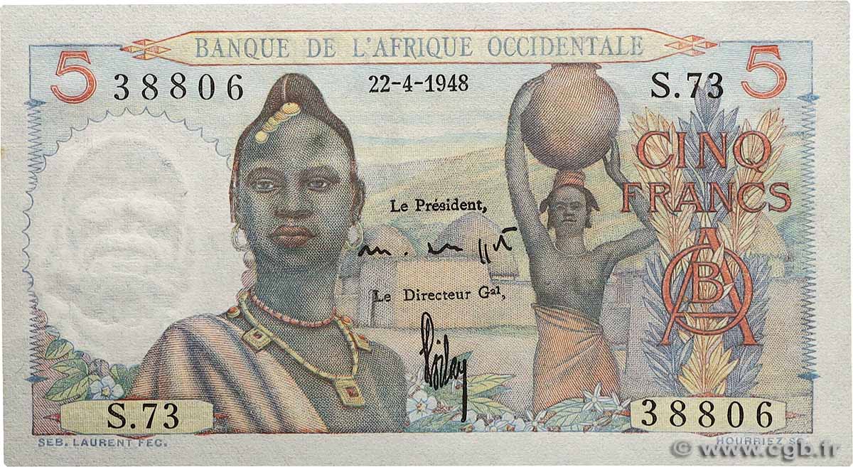 5 Francs FRENCH WEST AFRICA  1948 P.36 fST+