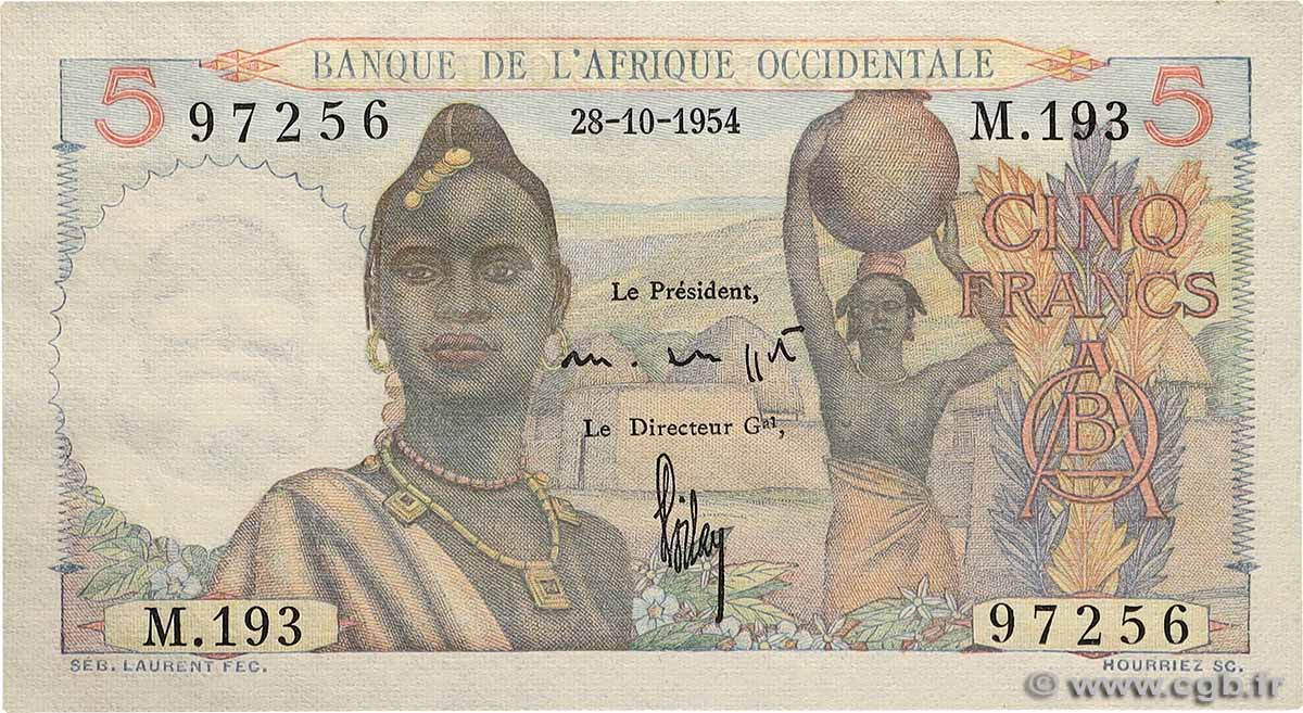 5 Francs FRENCH WEST AFRICA  1954 P.36 fST+