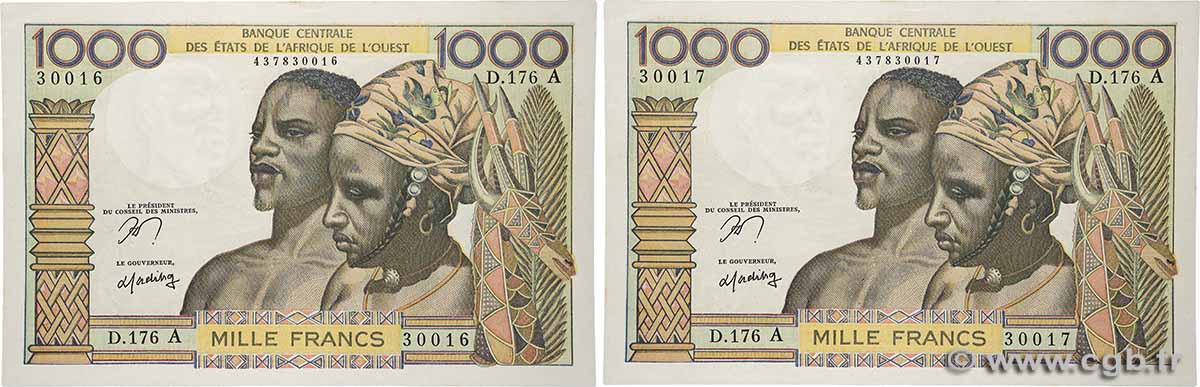1000 Francs Consécutifs ÉTATS DE L&nbsp;AFRIQUE DE L&nbsp;OUEST  1977 P.103Am SPL+