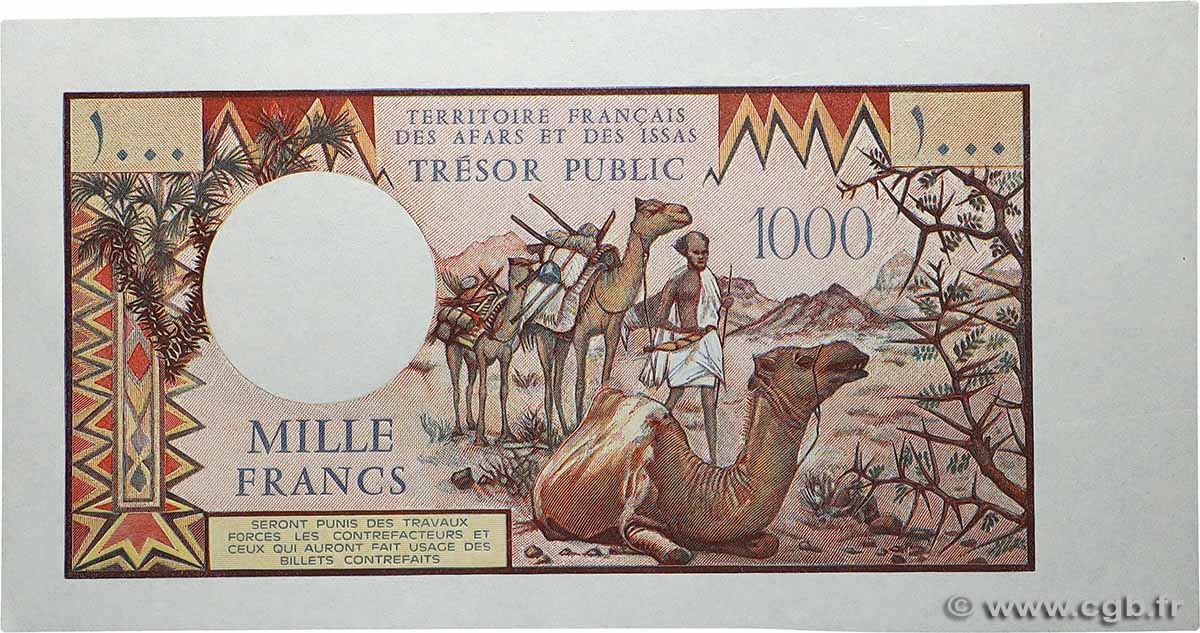 1000 Francs Épreuve FRENCH AFARS AND ISSAS  1975 P.34p ST
