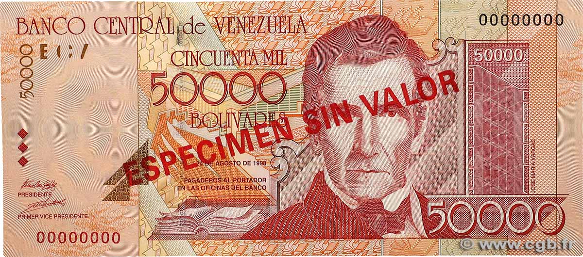 50000 Bolivares Spécimen VENEZUELA  1998 P.083s fST+