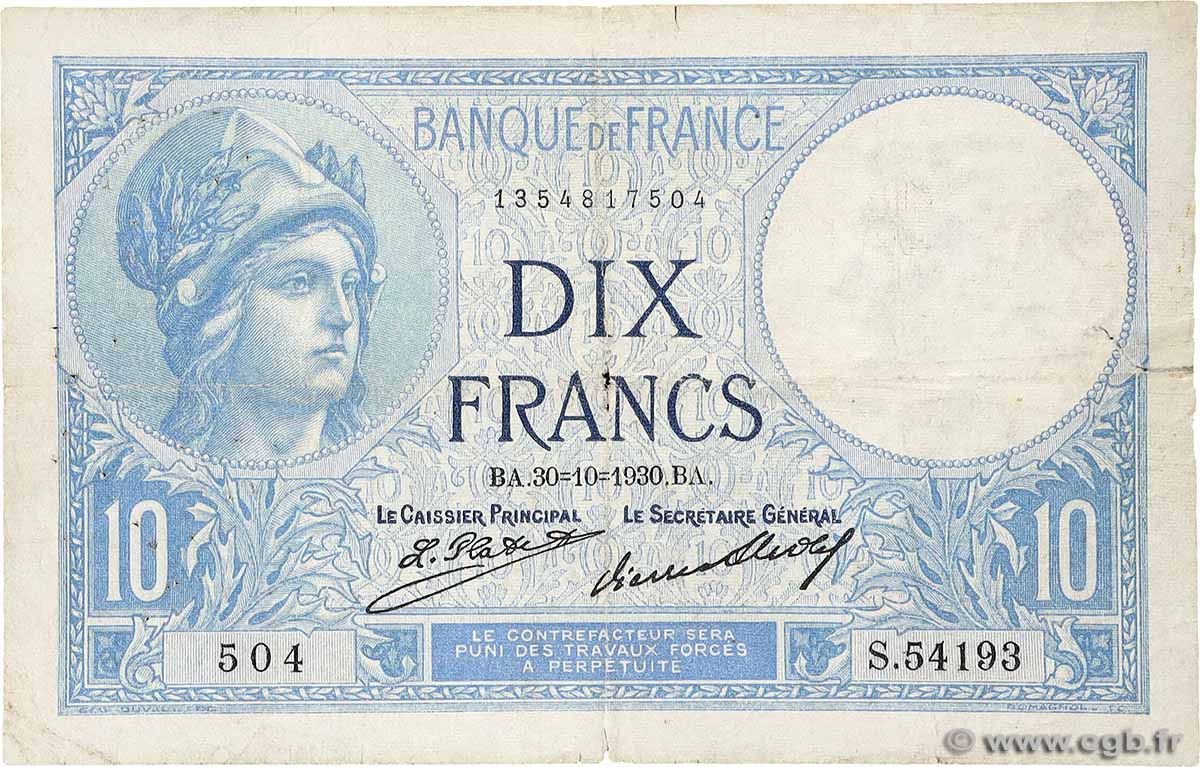 10 Francs MINERVE FRANCE  1930 F.06.14 G
