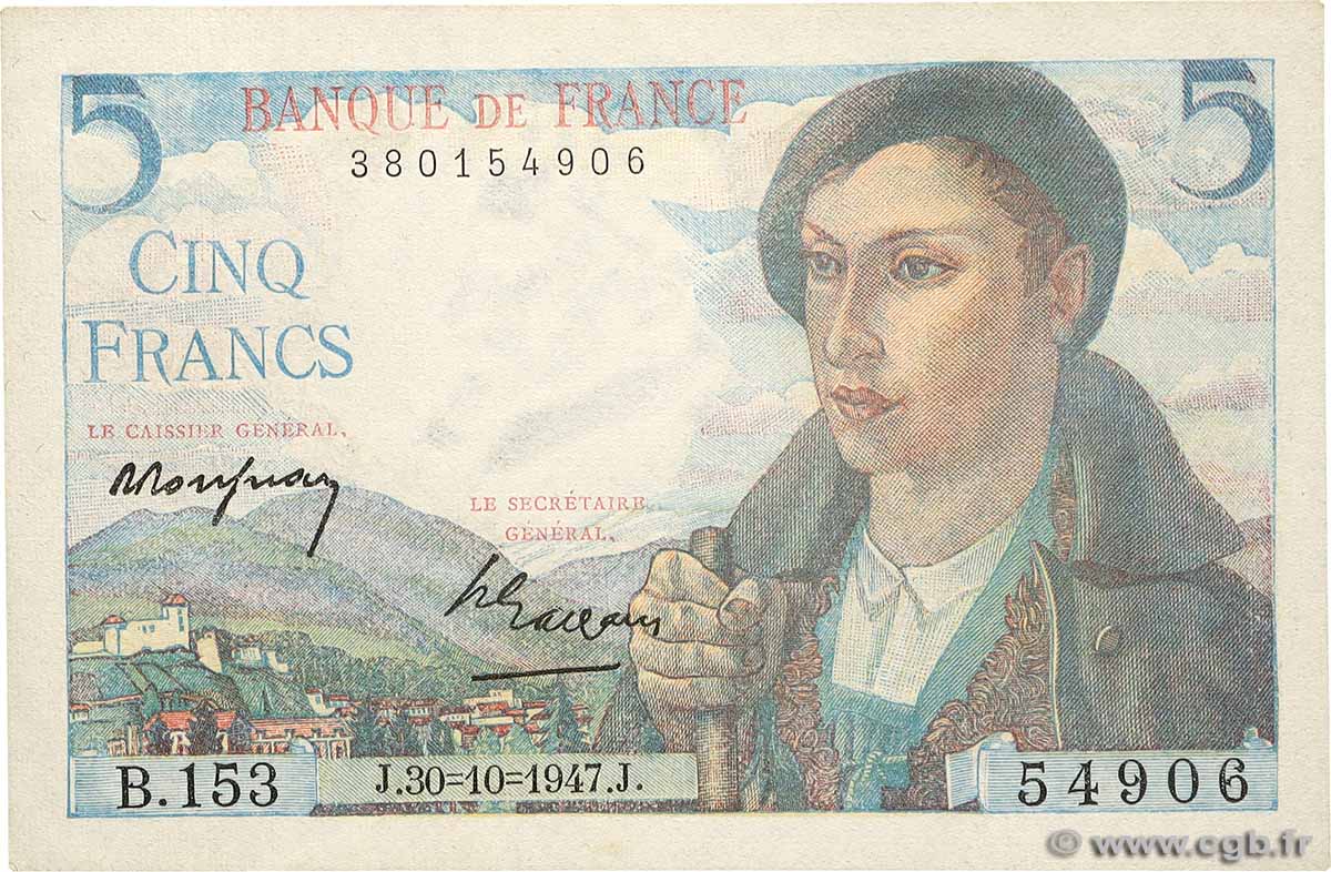 5 Francs BERGER FRANCE  1947 F.05.07 AU