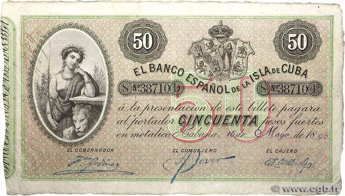 50 Pesos CUBA  1896 P.050a BB