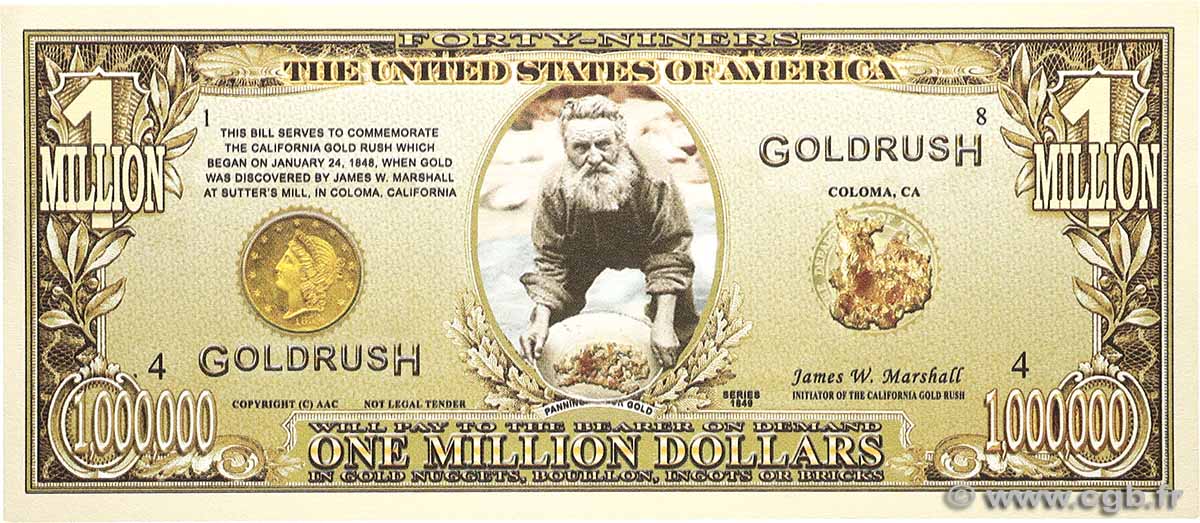 1 000 000 Dollars UNITED STATES OF AMERICA  1849 P.- UNC