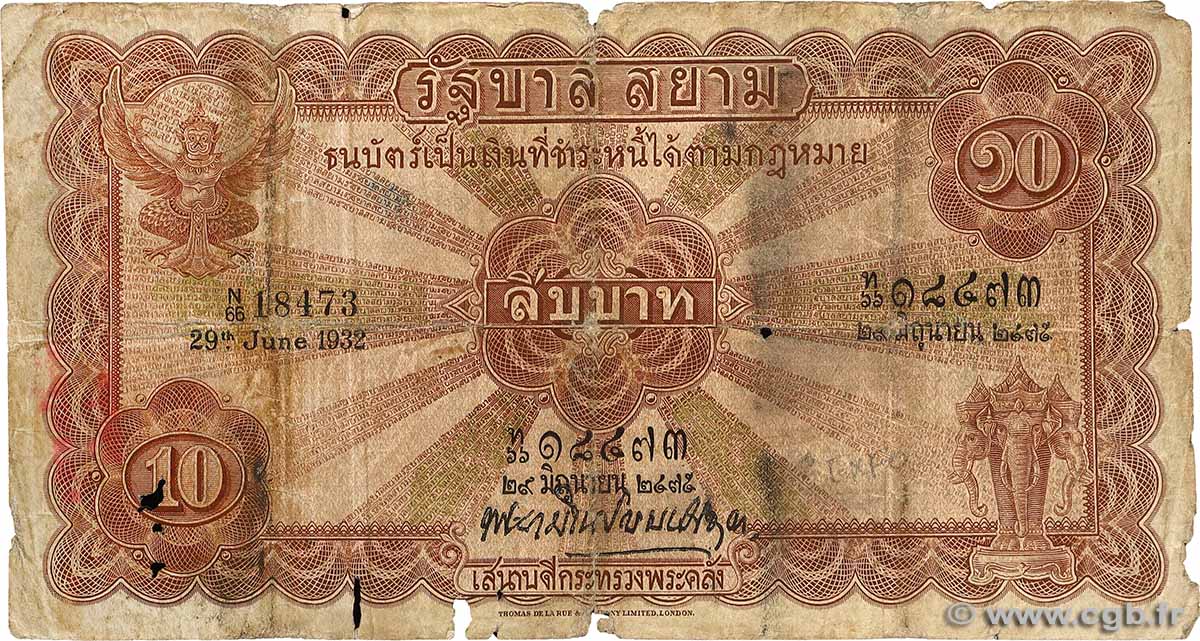 10 Baht THAILAND  1932 P.018b SGE