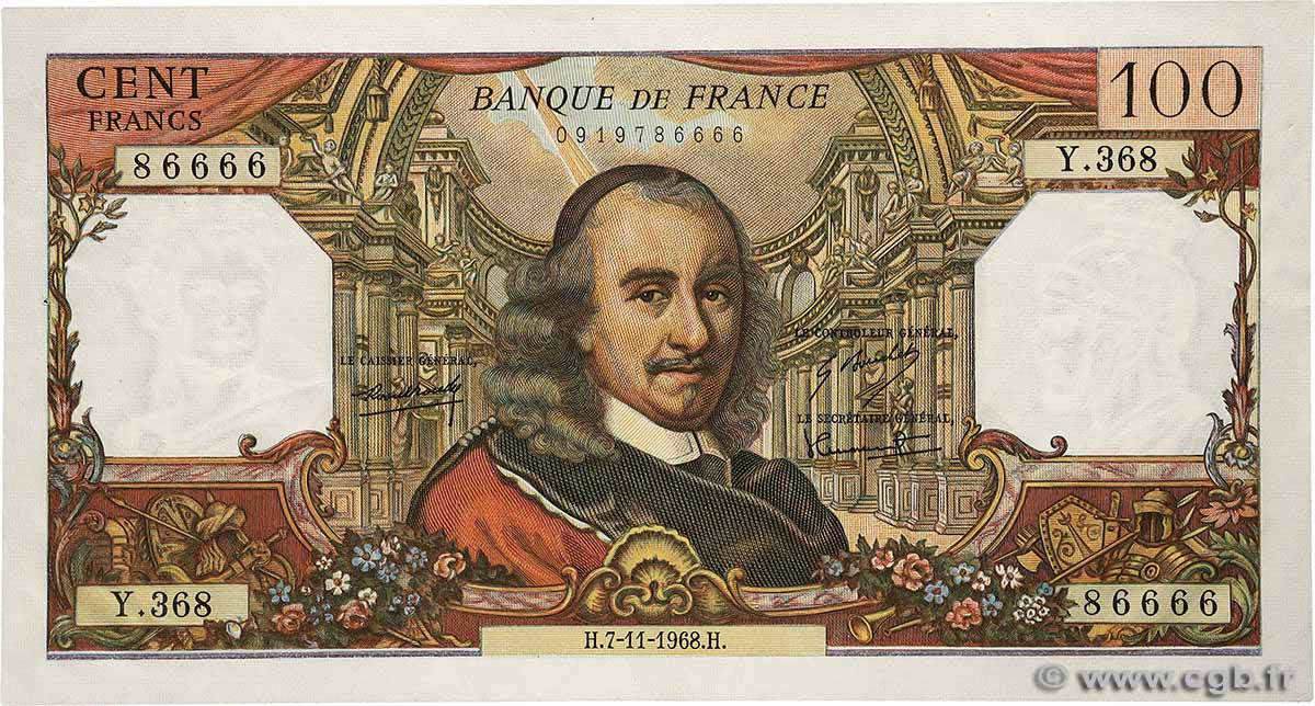 100 Francs CORNEILLE FRANCE  1968 F.65.24 XF