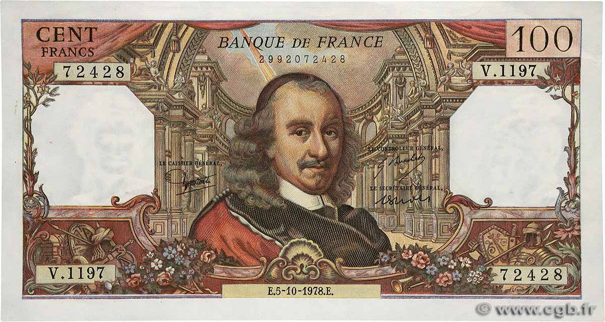 100 Francs CORNEILLE FRANCE  1978 F.65.63 AU