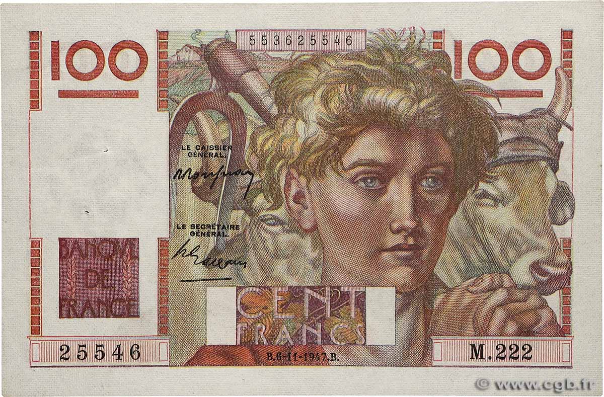 100 Francs JEUNE PAYSAN FRANCE  1947 F.28.16 XF