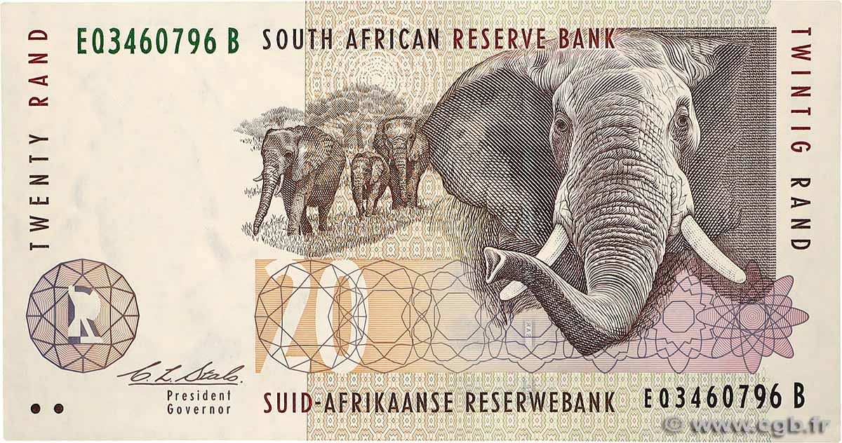 20 Rand SUDAFRICA  1993 P.124a SPL+