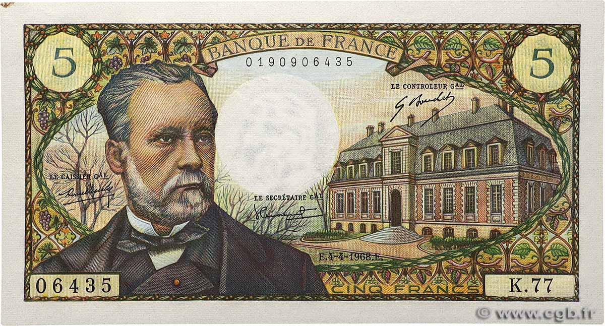 5 Francs PASTEUR FRANCIA  1968 F.61.07 AU