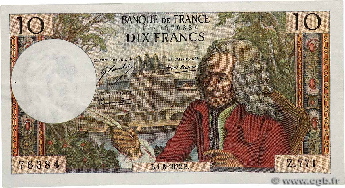10 Francs VOLTAIRE FRANCE  1972 F.62.56 XF