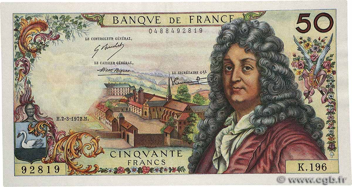 50 Francs RACINE FRANCE  1972 F.64.20 AU+