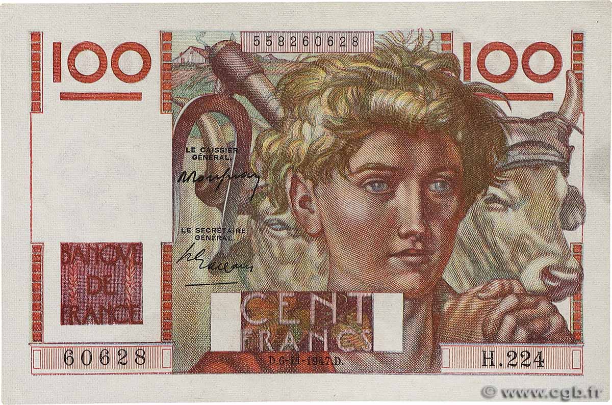 100 Francs JEUNE PAYSAN FRANCE  1947 F.28.16 AU+