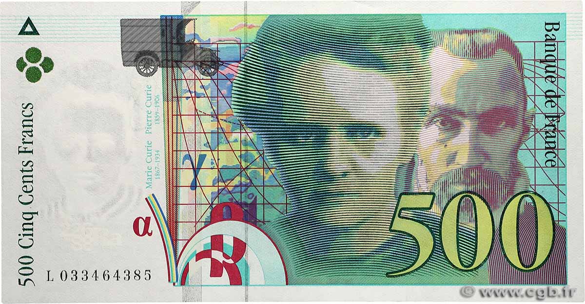 500 Francs PIERRE ET MARIE CURIE FRANCE  1995 F.76.02 UNC