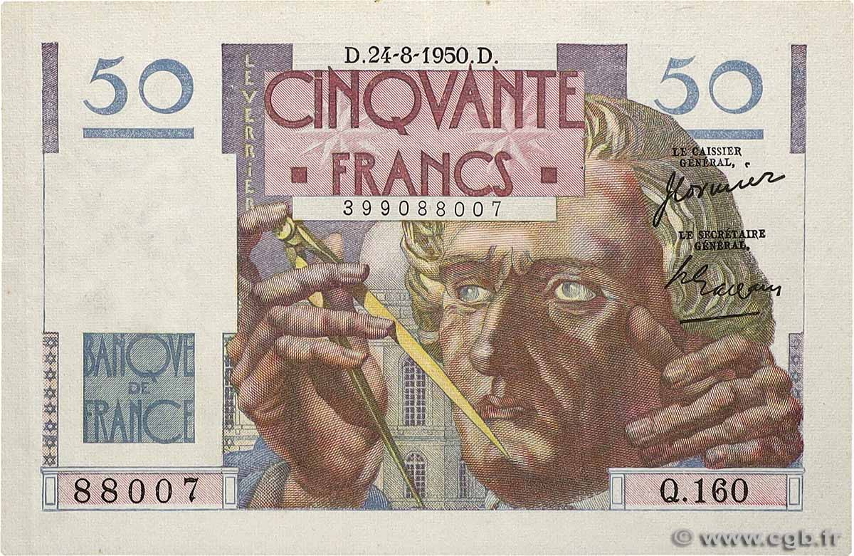 50 Francs LE VERRIER FRANCE  1950 F.20.16 VF+