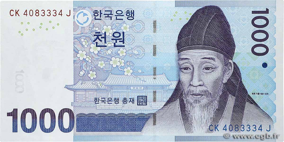 1000 Won CORÉE DU SUD  2007 P.54a NEUF