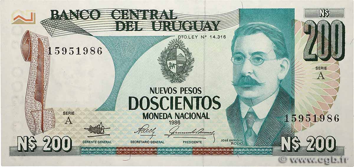 200 Nuevos Pesos URUGUAY  1986 P.066a UNC-