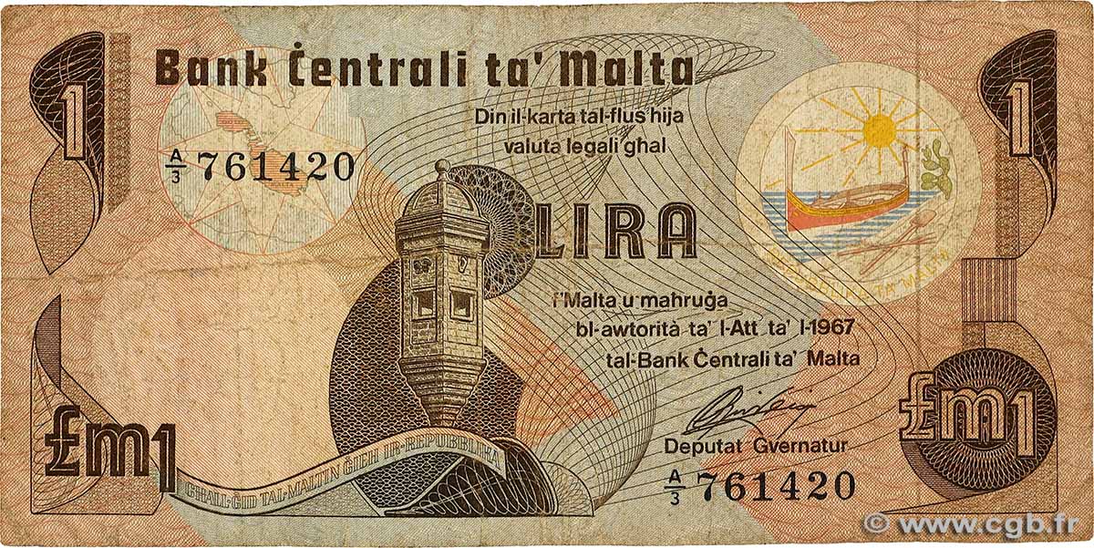 1 Lira MALTA  1979 P.34b VG