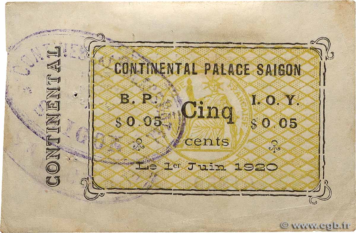 5 Cents INDOCHINE FRANÇAISE  1920 K.219 TTB+