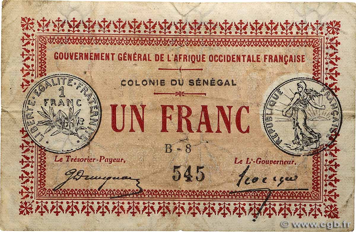1 Franc SENEGAL  1917 P.02b F