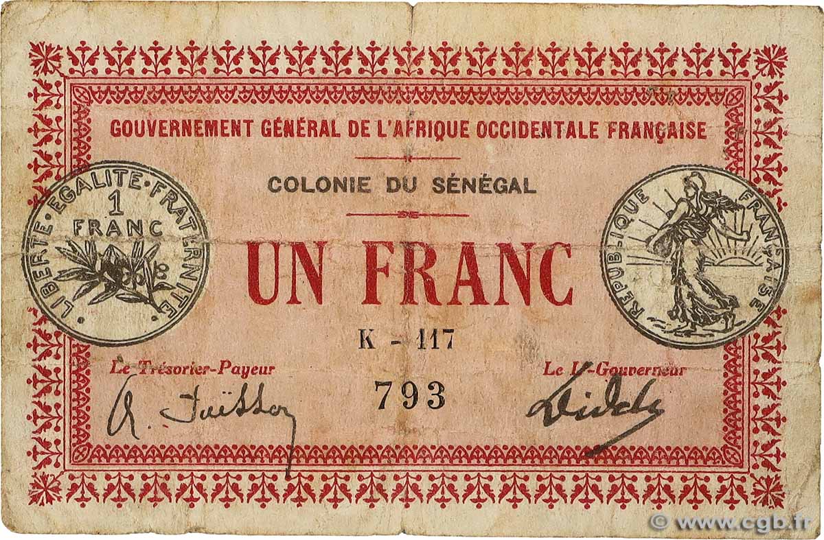 1 Franc SÉNÉGAL  1917 P.02c pr.TB