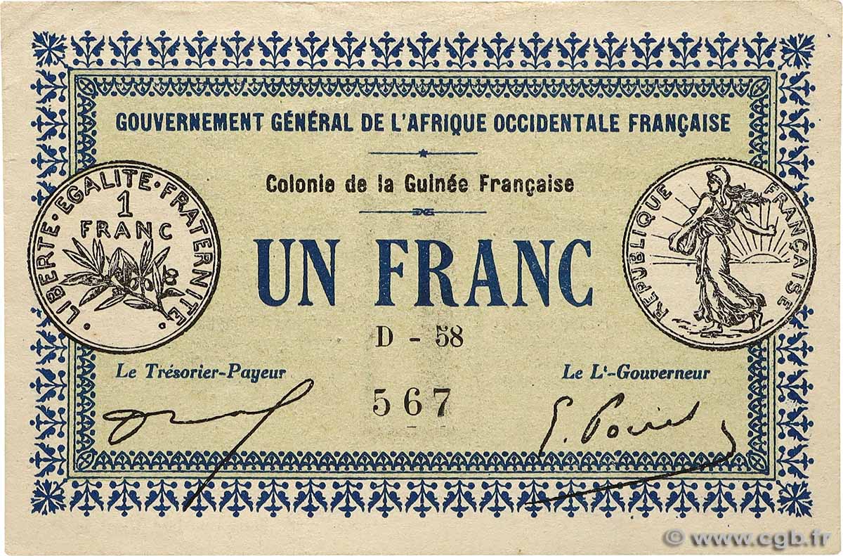 1 Franc GUINEA  1917 P.02c XF-