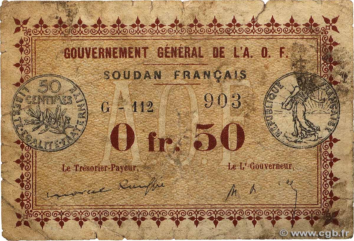 0,50 Franc SUDAN  1917 P.A1b G