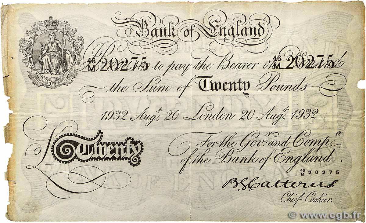 20 Pounds Faux ANGLETERRE Londres 1932 P.330x TB