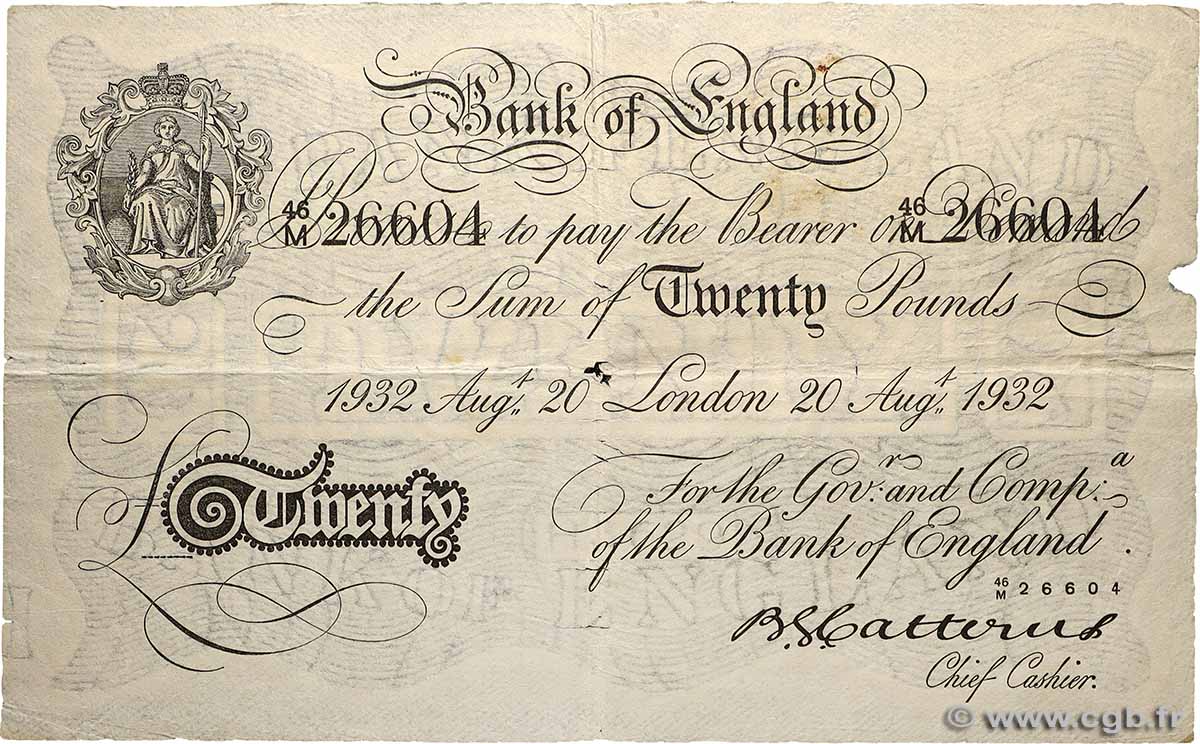 20 Pounds Faux ENGLAND Londres 1932 P.330x fSS