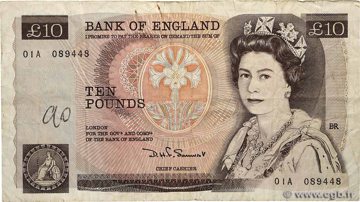 10 Pounds ENGLAND  1987 P.379b S