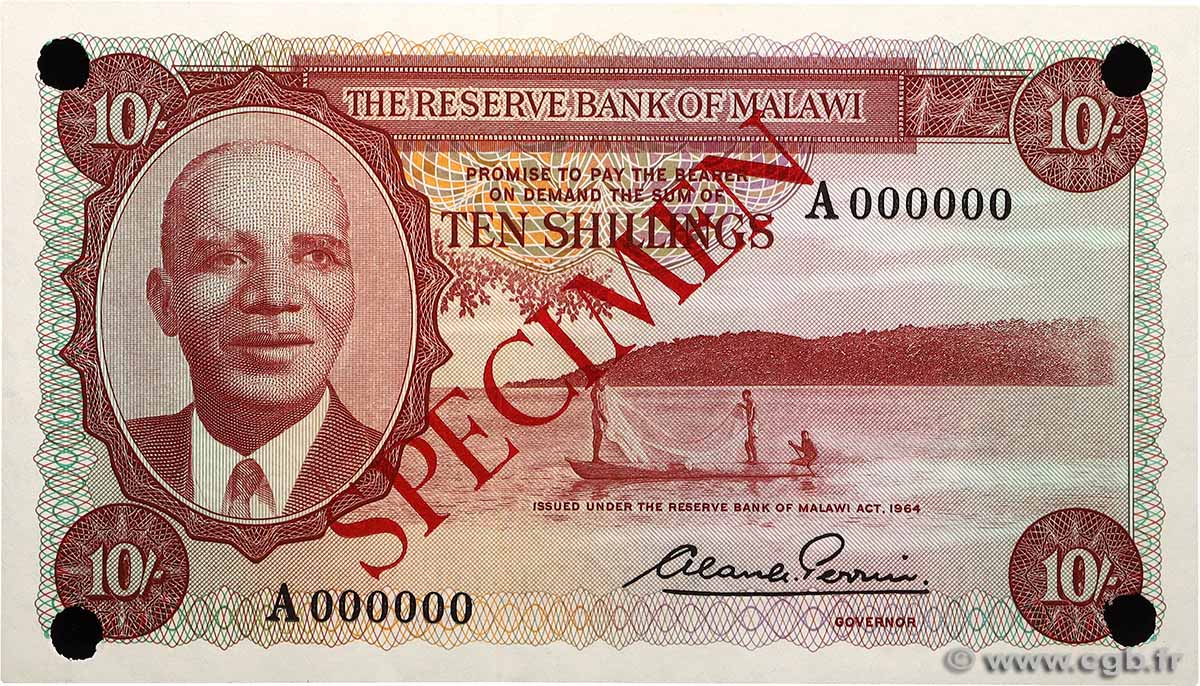 10 Shillings Spécimen MALAWI  1964 P.02s fST+