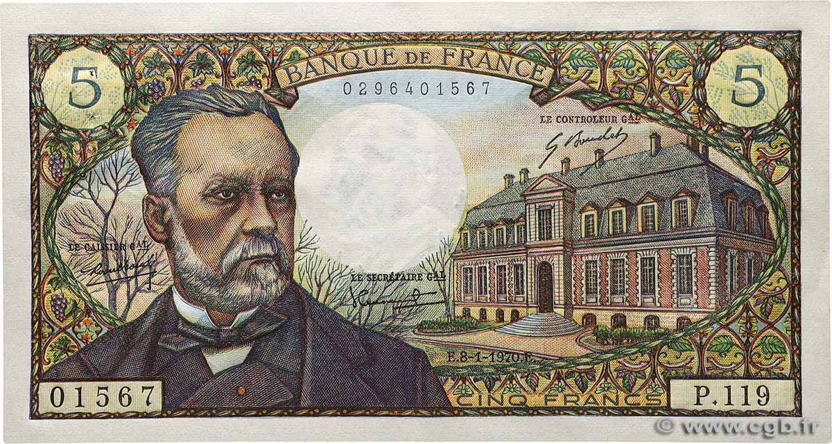 5 Francs PASTEUR FRANCE  1970 F.61.12 XF+