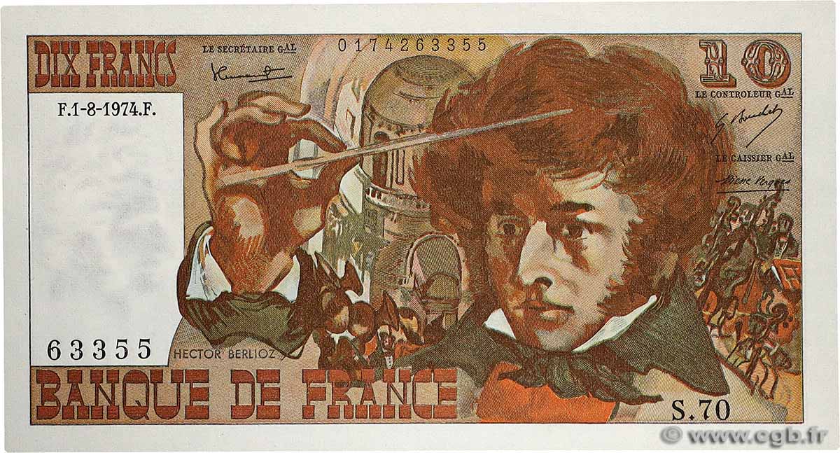 10 Francs BERLIOZ FRANCE  1974 F.63.06 UNC-
