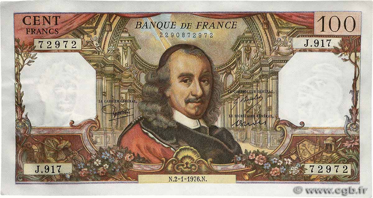 100 Francs CORNEILLE Numéro spécial FRANCE  1976 F.65.51 AU