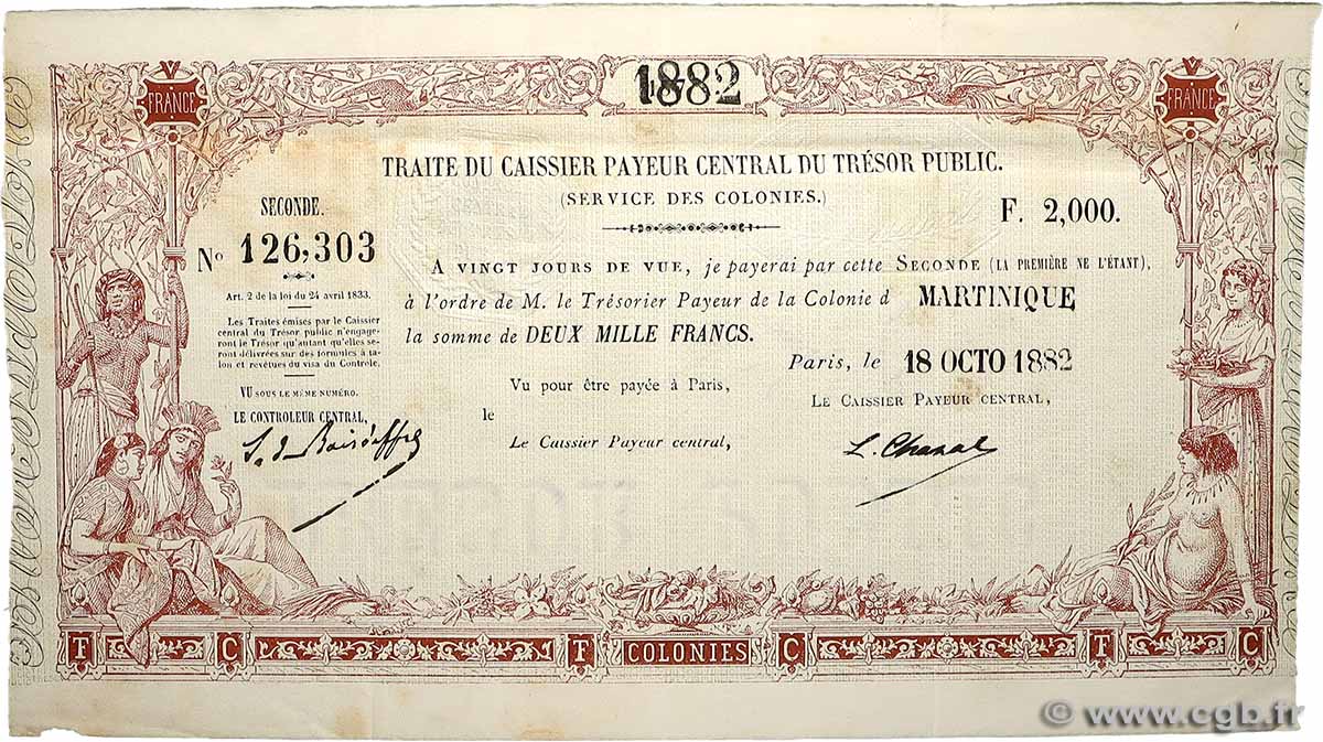 2000 Francs MARTINIQUE  1882 MAR.82.2000 SS
