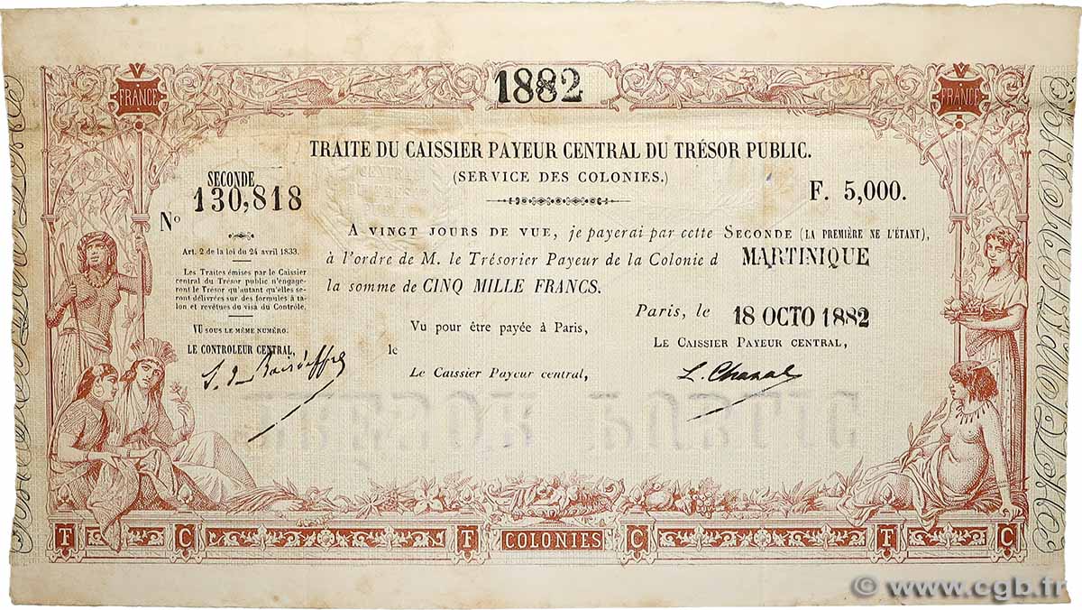 5000 Francs MARTINIQUE  1882 MAR.82.5000 SS